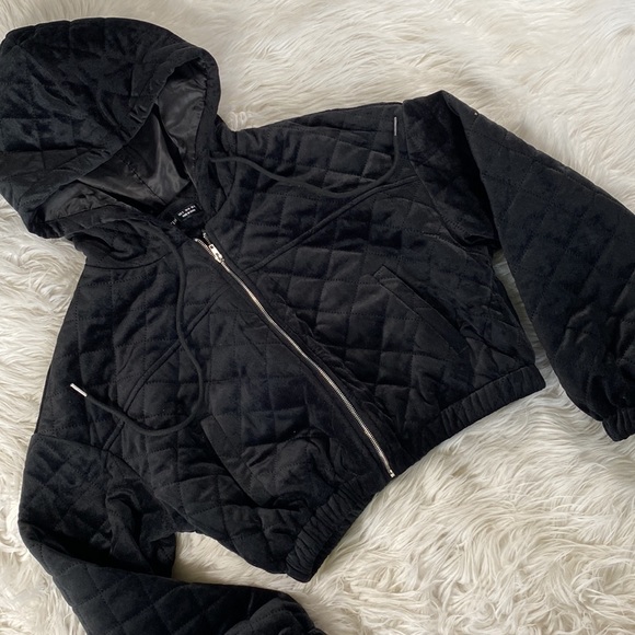 [ Shein ] Quilted Velvet Cropped Jacket - Picture 1 of 8